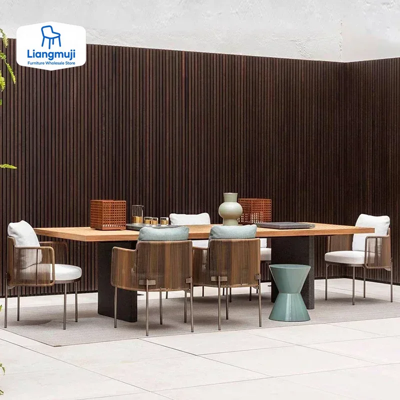 Outdoor Furniture Italian - 방수 목재 정원 가구 세트 라탄