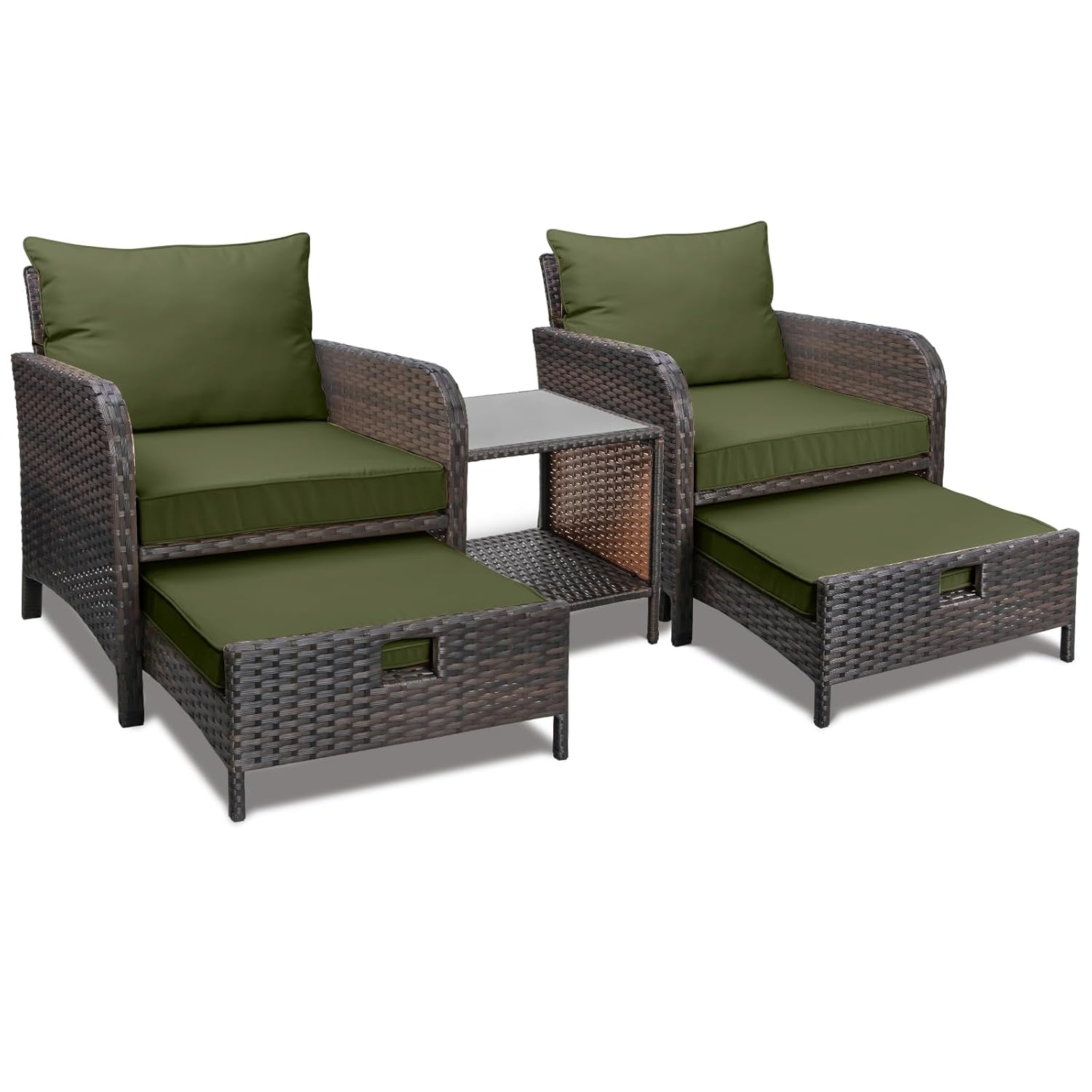 Outdoor Furniture Green - 5피스 PE 라탄 파티오 세트 야외