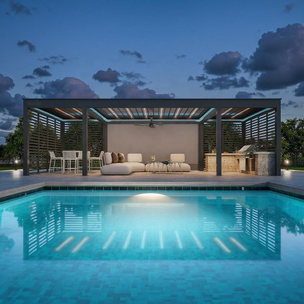 Outdoor Furniture For Pool - 다양한 크기의 알루미늄 합금 직사각형 퍼걸라