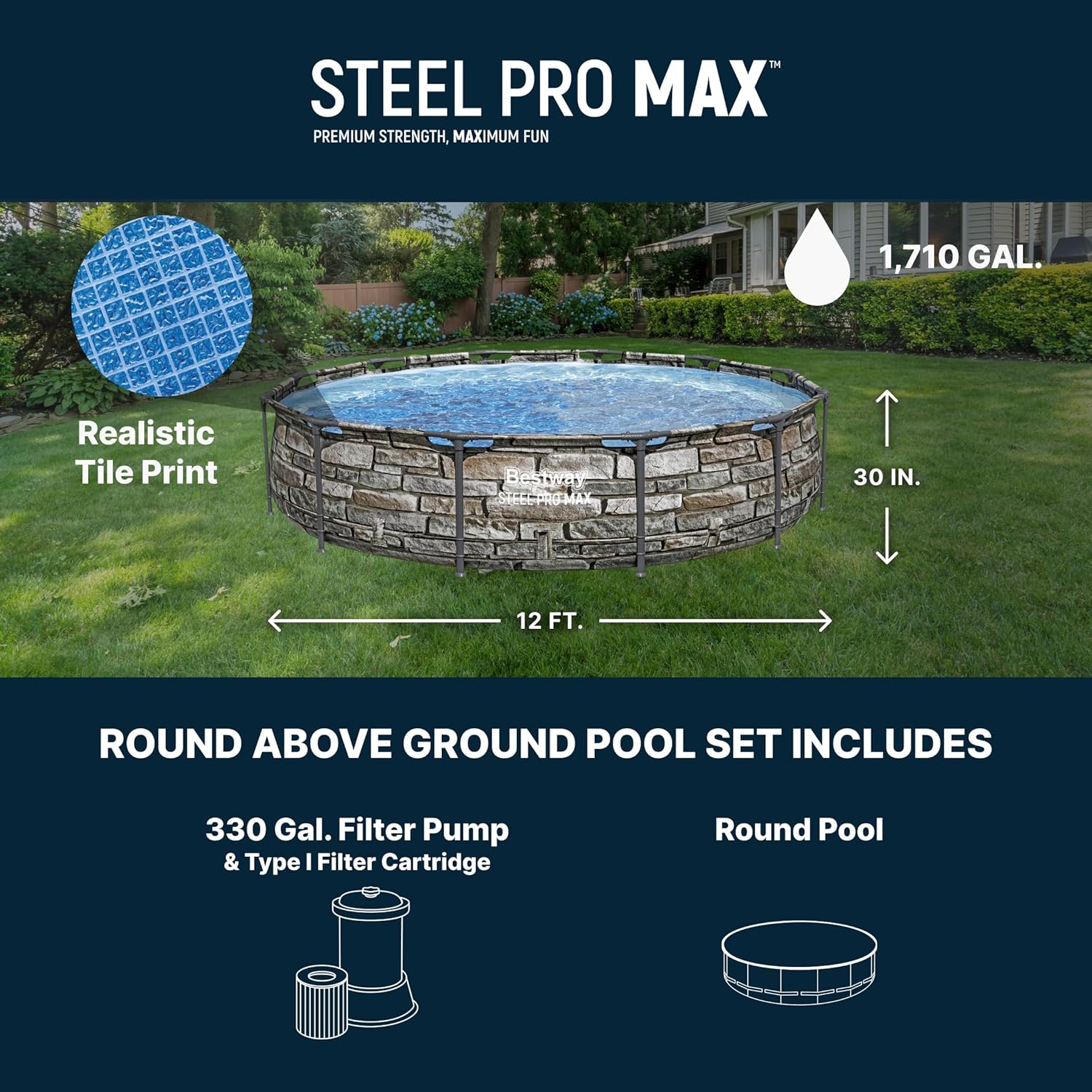 스틸 프로 맥스 12피트 x 30인치 원형 지상 수영장 - Outdoor Furniture For Pool 리뷰 및 가격