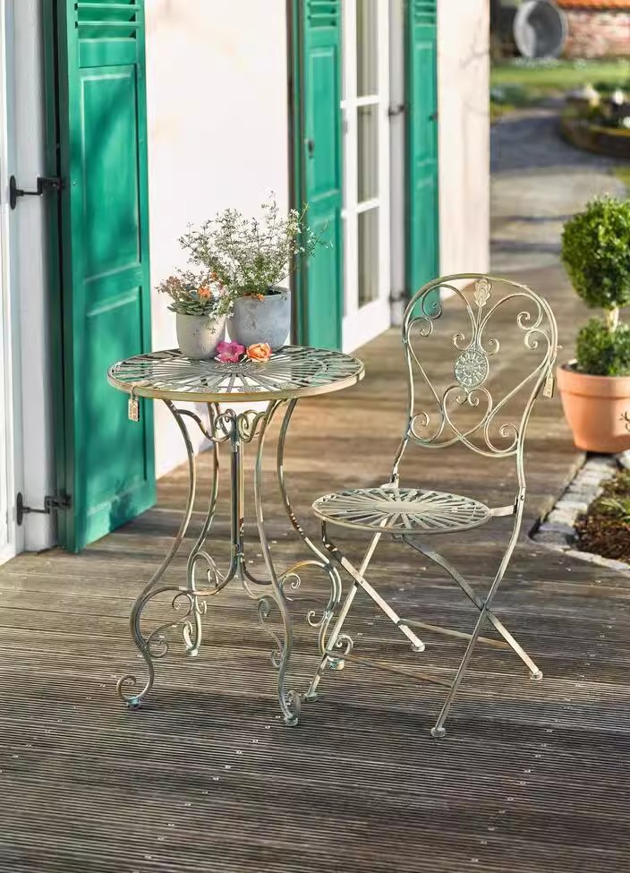 유럽과 프랑스 스타일의 농촌 철 예술 원형 테이블 의자 - Outdoor Furniture Green 리뷰 및 가격