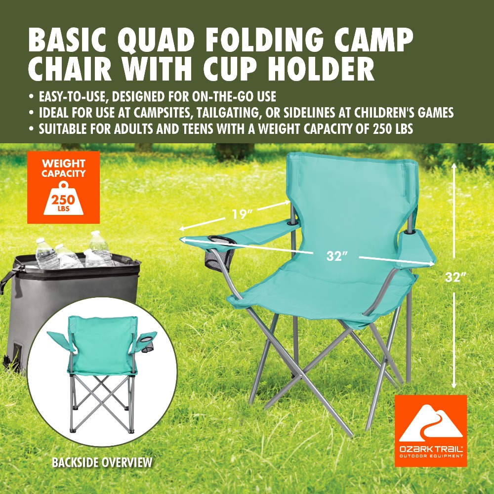 컵홀더가 있는 접이식 쿼드 캠핑 의자, 해변 낚시 정원 - Outdoor Furniture Green 리뷰 및 가격
