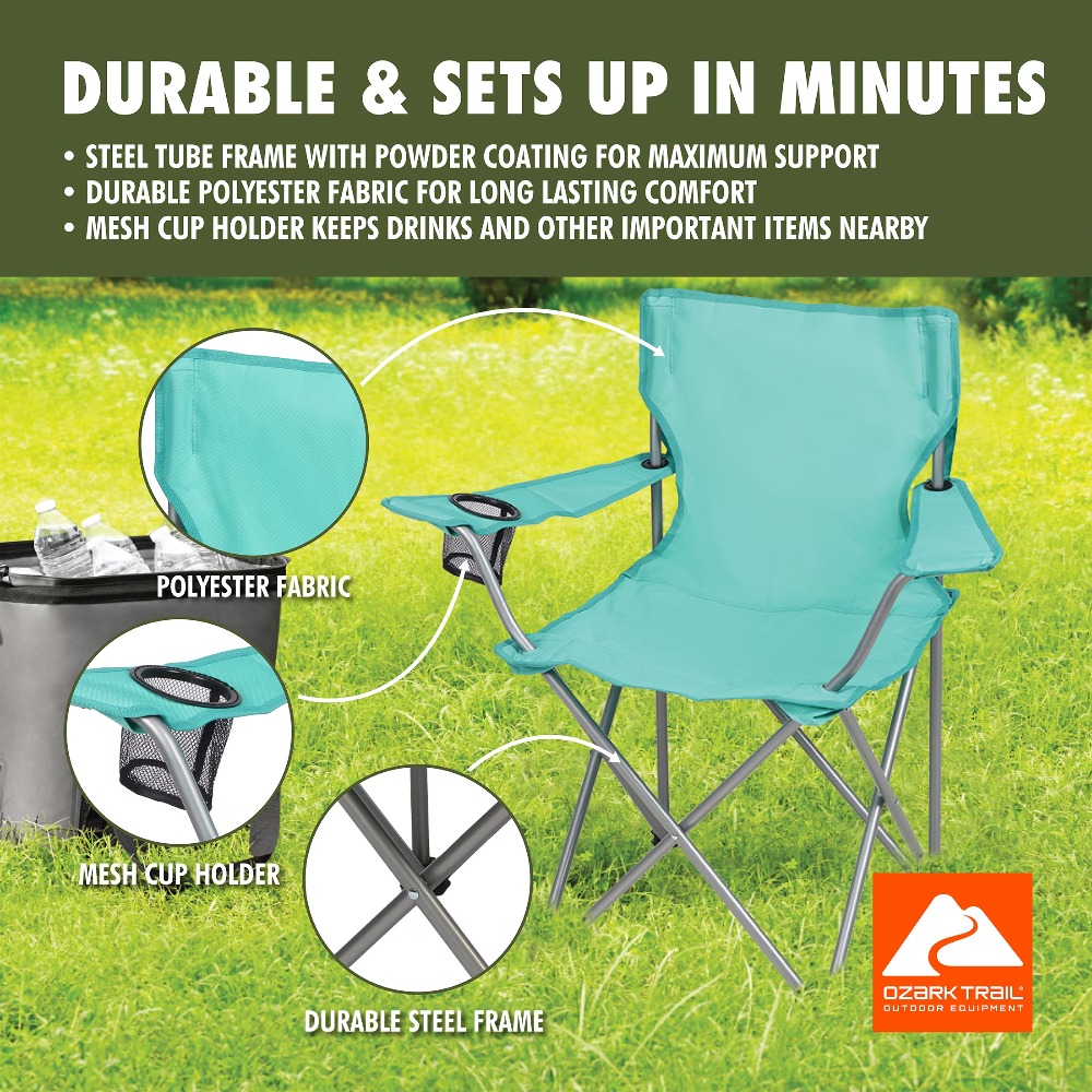 컵홀더가 있는 접이식 쿼드 캠핑 의자, 해변 낚시 정원 - Outdoor Furniture Green 리뷰 및 가격