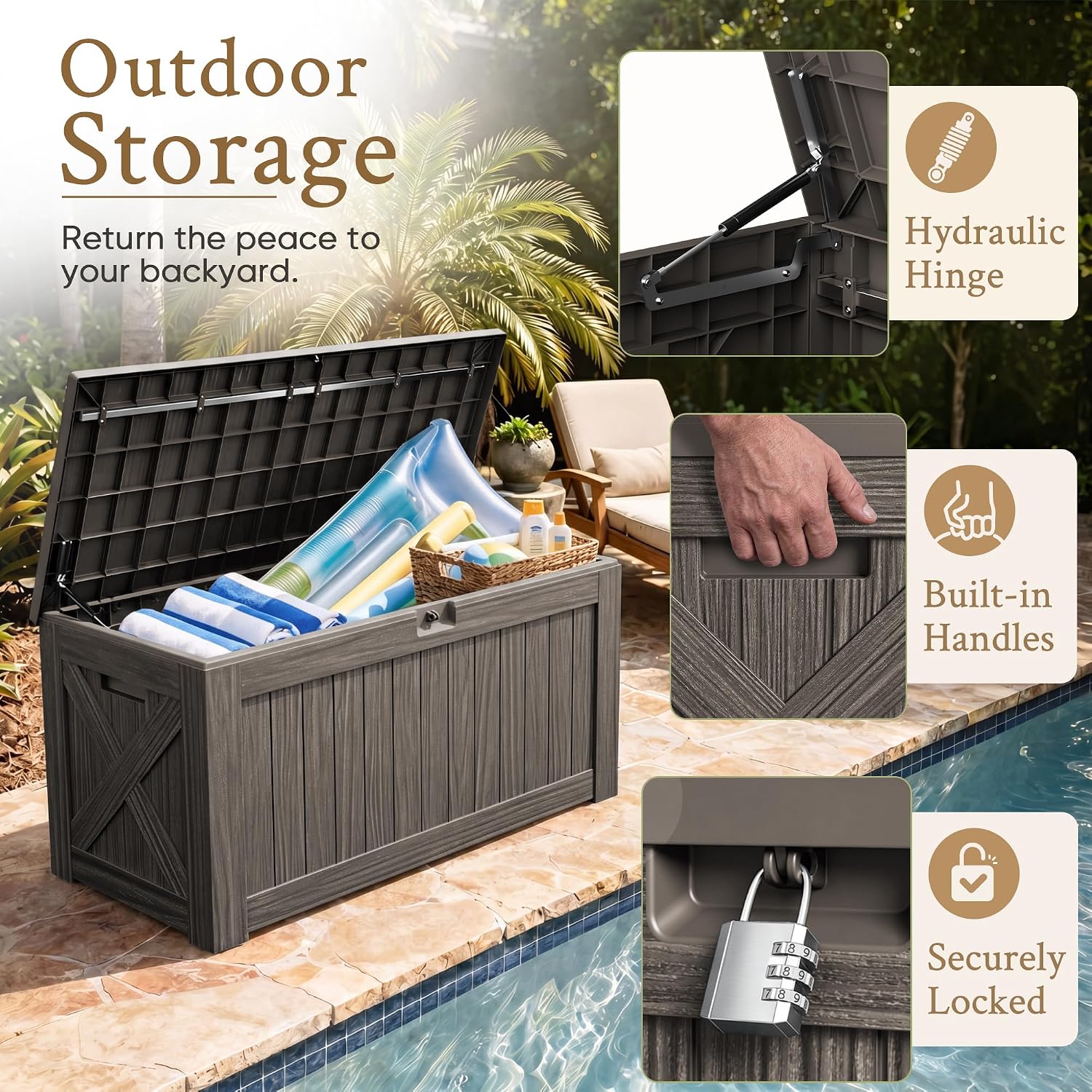 120갤런 대형 데크 박스 야외 보관 캐비닛 방수 레진 - Outdoor Furniture For Pool 리뷰 및 가격