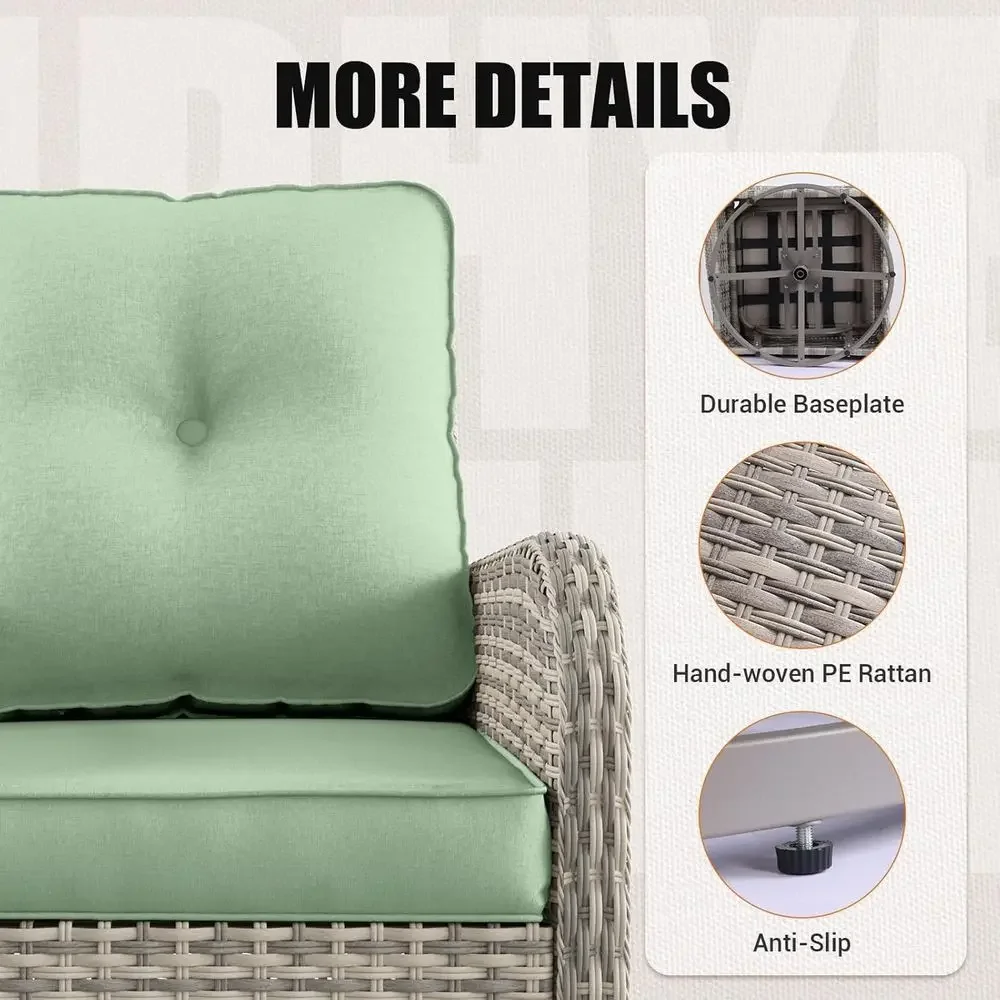 야외 파티오 가구 세트: 유리 사이드 테이블이 있는 흔 - Outdoor Furniture Green 리뷰 및 가격
